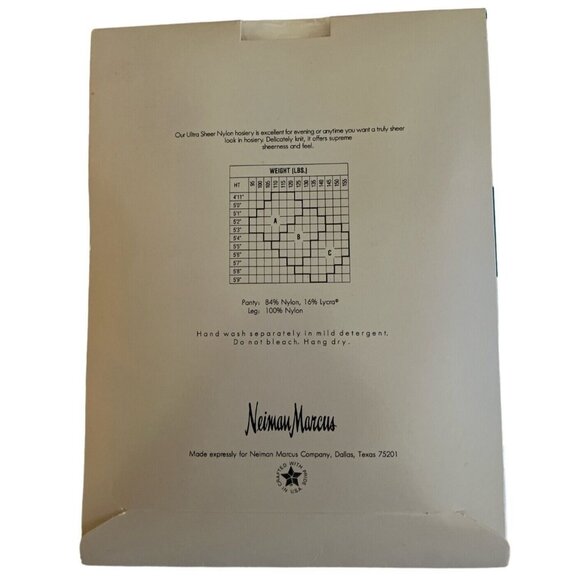 Vtg Neiman Marcus Ultra Sheer SEASHELL 1470 "B" Sandalfoot Control Pantyhose NOS - Picture 2 of 2